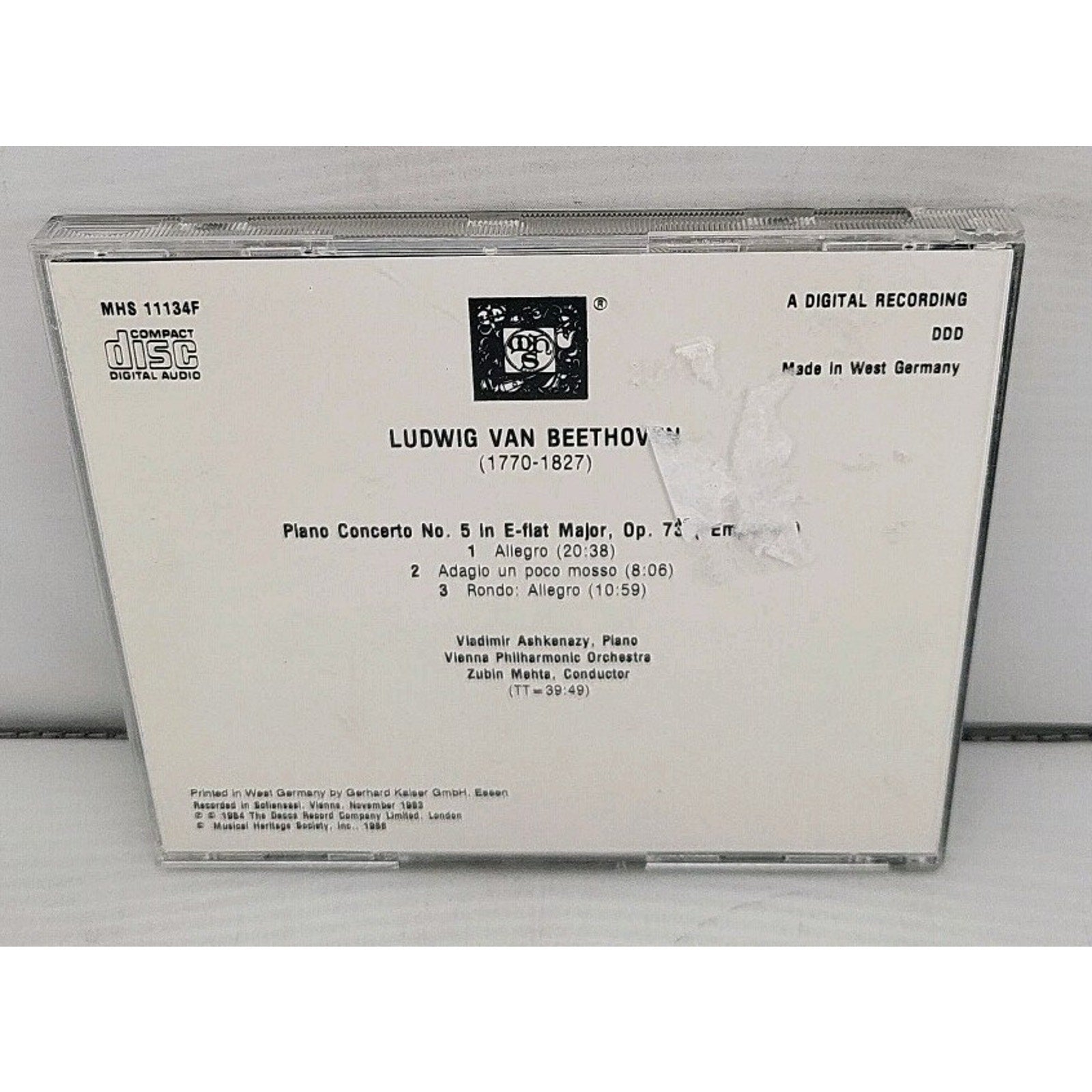 Ludwig Van Beethoven - Piano Concerto No. 5 "Emperor" CD