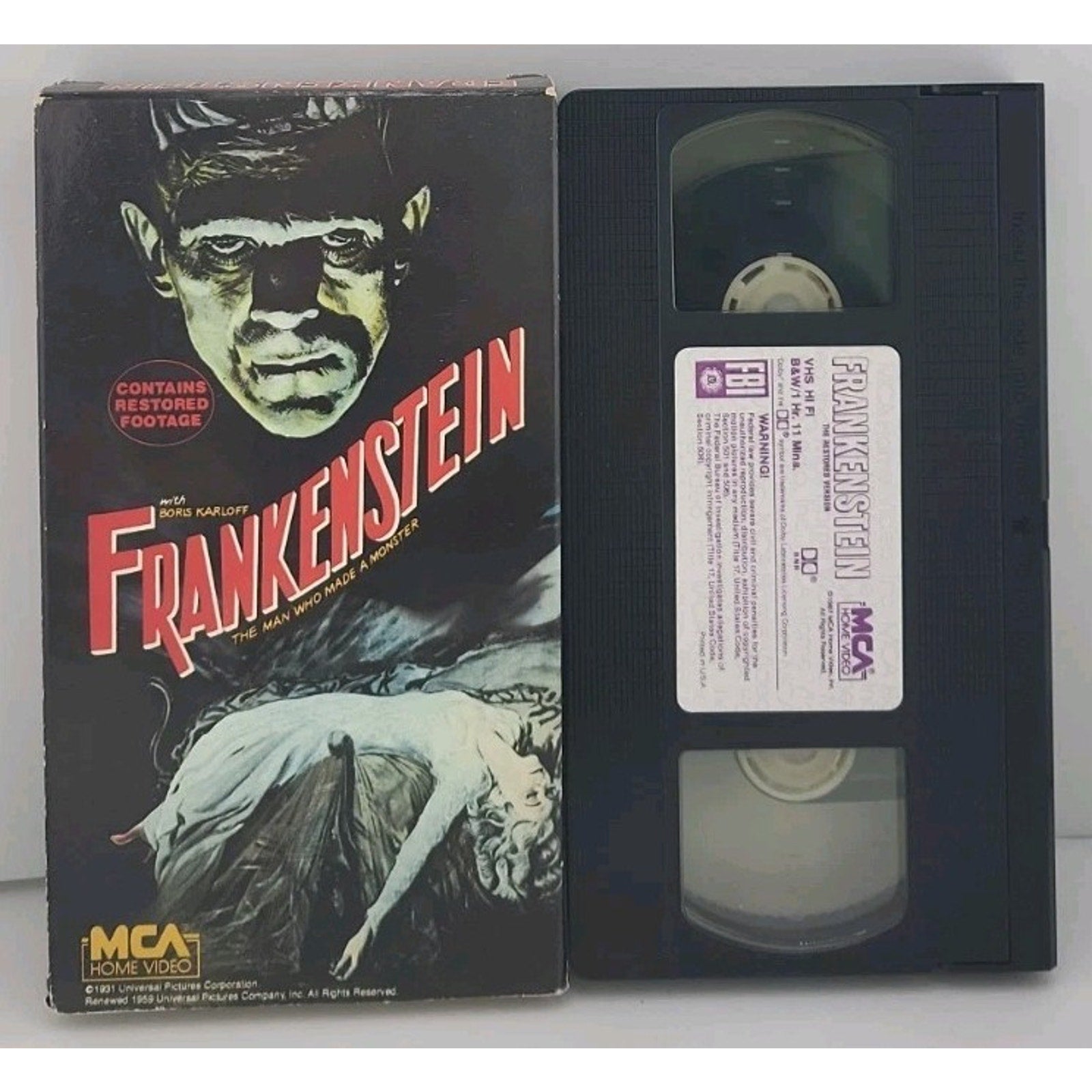Frankenstein (VHS, 1987) Restored Version MCA Home Video 1932 Horror Classic