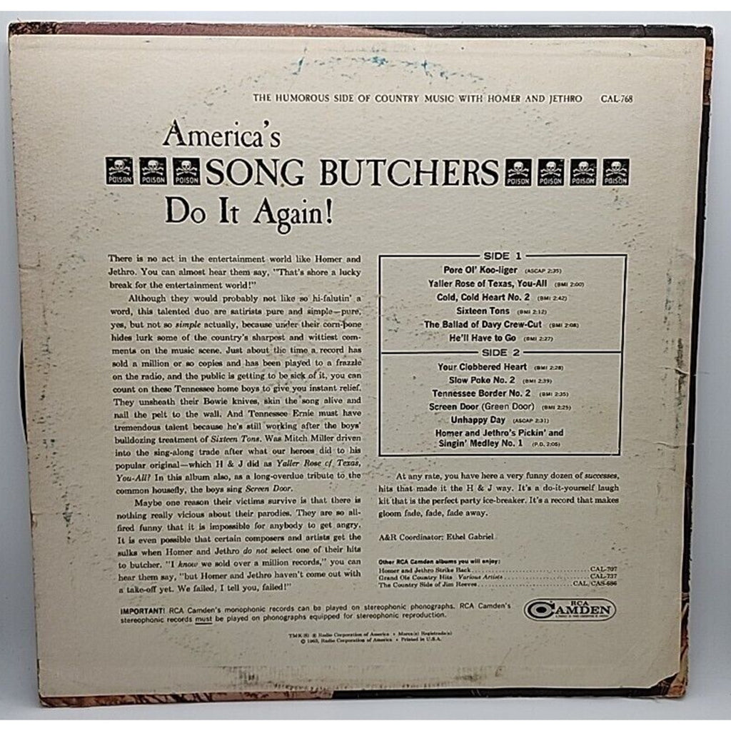 Homer & Jethro - The Humorous Side Of Country Music (Record)
