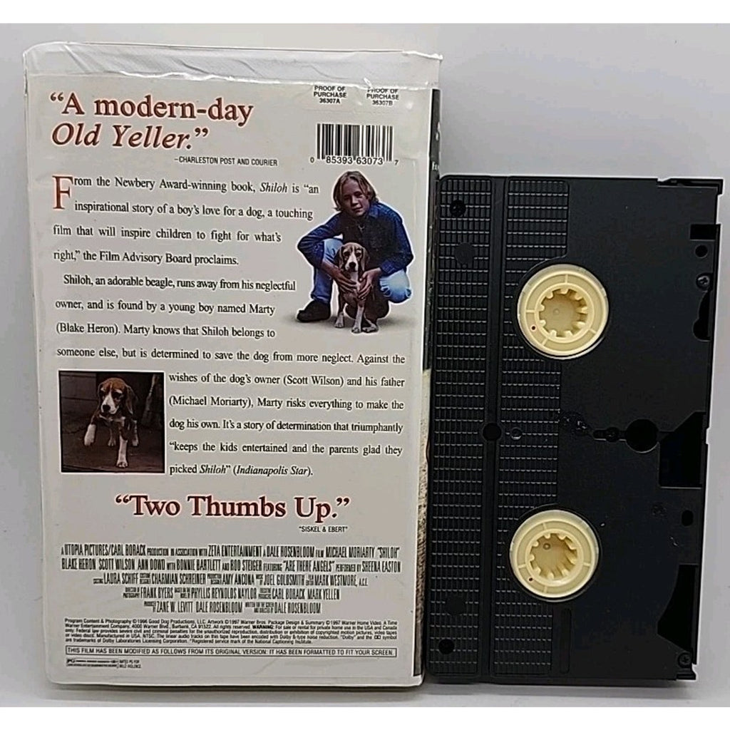 Shiloh VHS, 1997, Warner Family Entertainment Clam Shell 36307 Beagle Dog movie