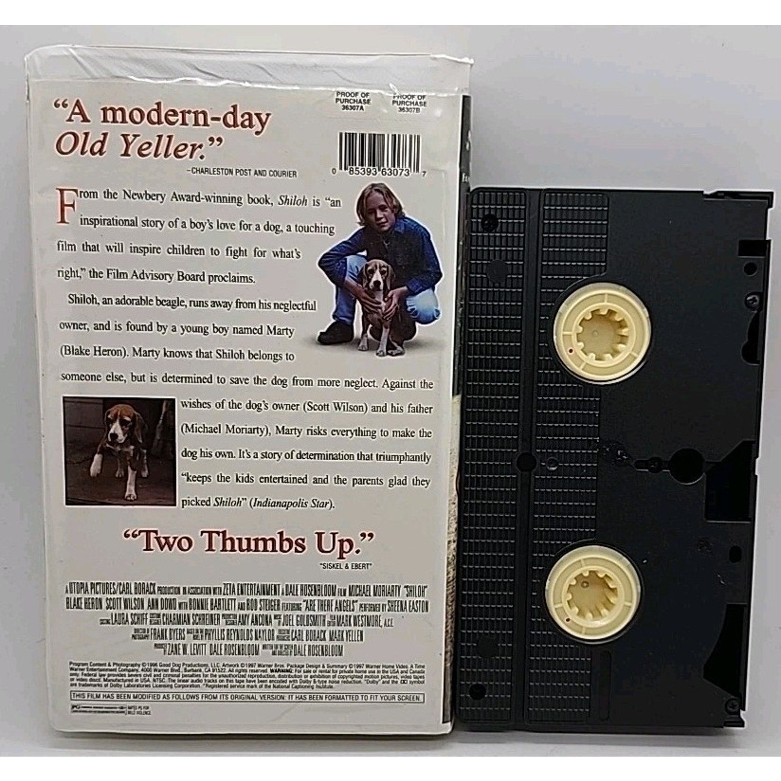 Shiloh VHS, 1997, Warner Family Entertainment Clam Shell 36307 Beagle Dog movie