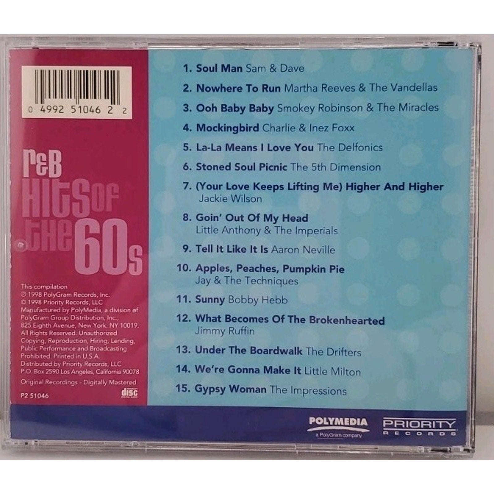Chart Toppers: R&B Hits of the 60s by Various Artists (CD, May-1998, Priority)