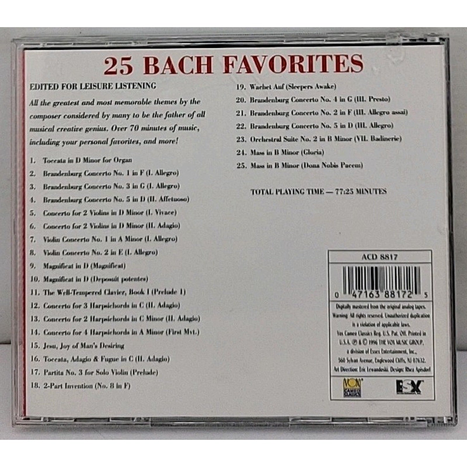 25 Bach Favorites by Various (CD, 1996)