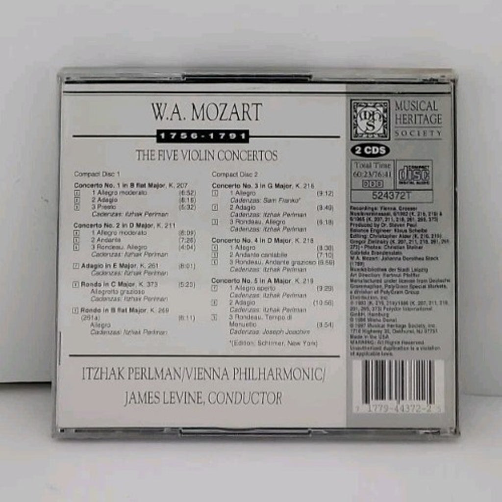 Mozart: The 5 Violin Concertos (Musical Heritage Society) - Music CD *Brand New*