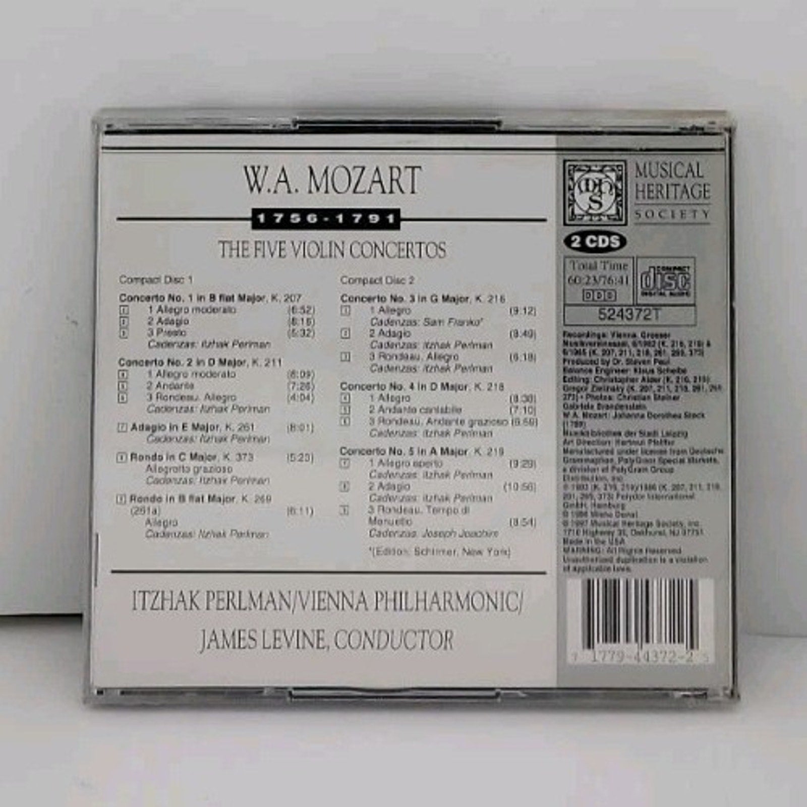 Mozart: The 5 Violin Concertos (Musical Heritage Society) - Music CD *Brand New*