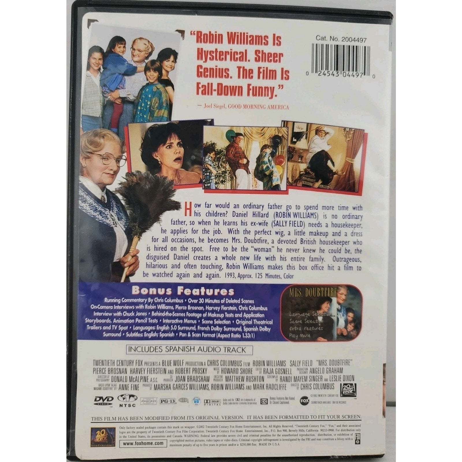 Mrs. Doubtfire (DVD, 2002, Full Frame Edition)