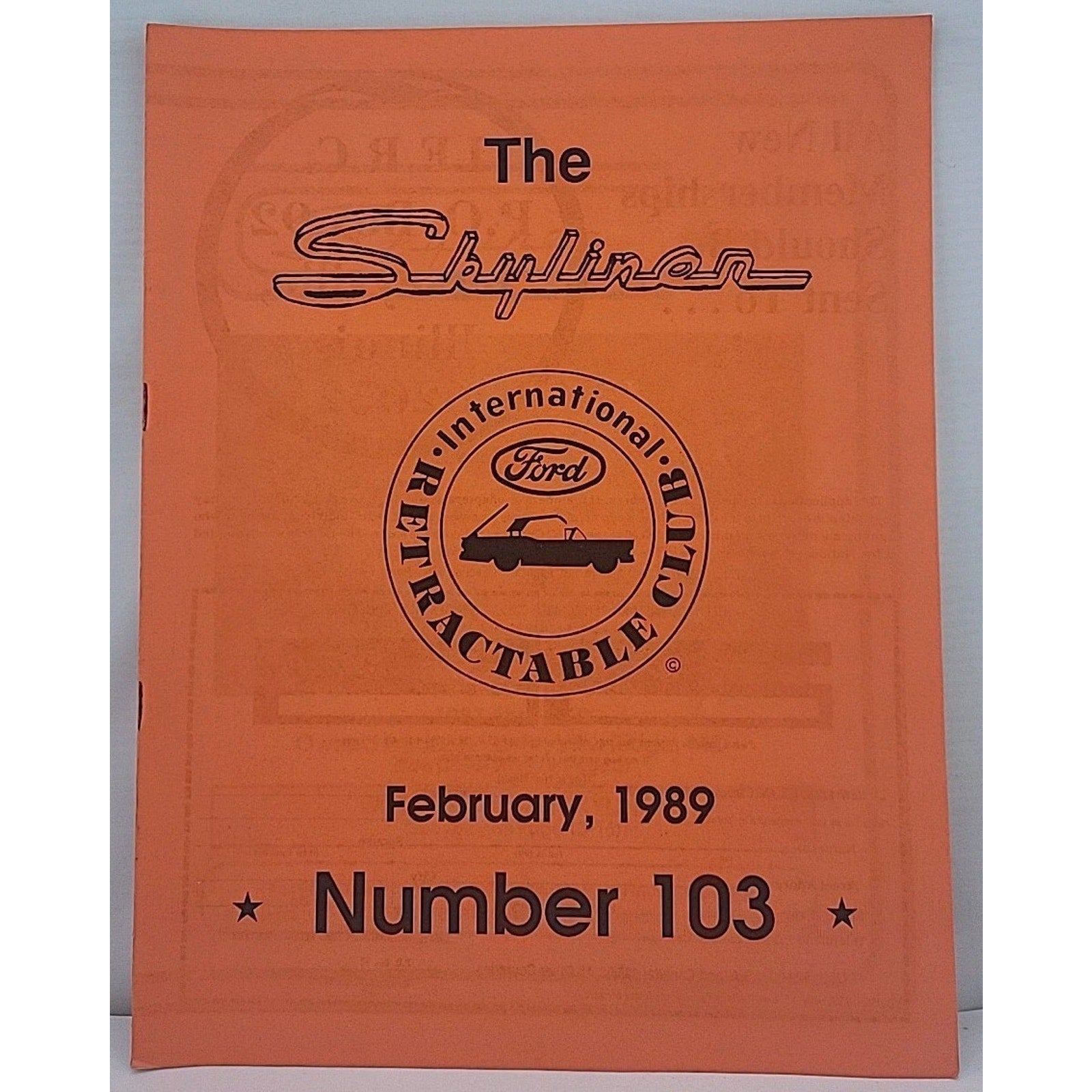 The Skyliner - International Retractable Club - February 1989 Number 103