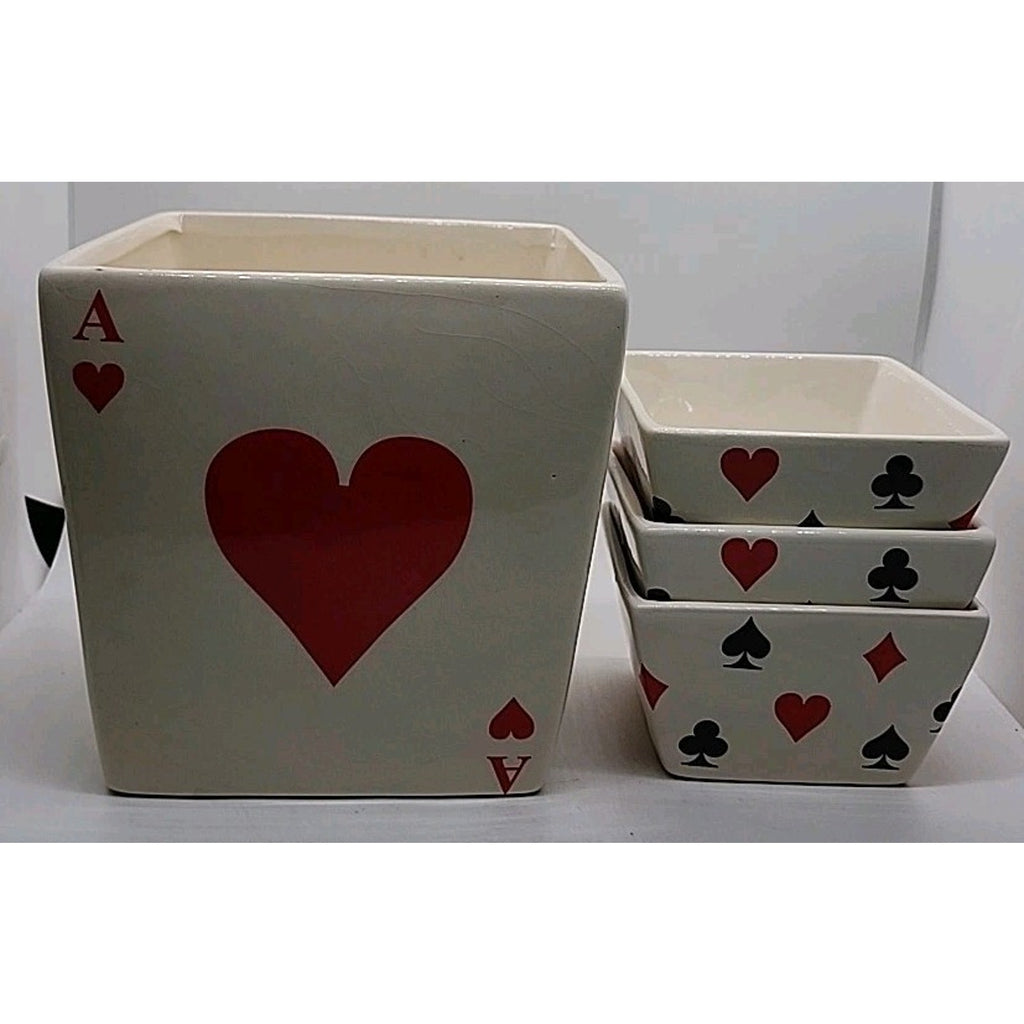 4 Piece Card Bowl Set WMG 06 Serving Bowls Las Vegas Gambler Style