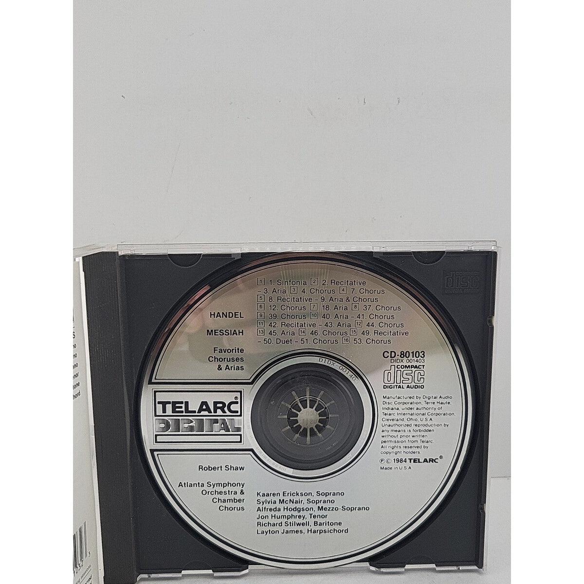 Messiah by Handel / Shaw / Atlanta Sym Orch & Chamb Chorus (CD, 1990)