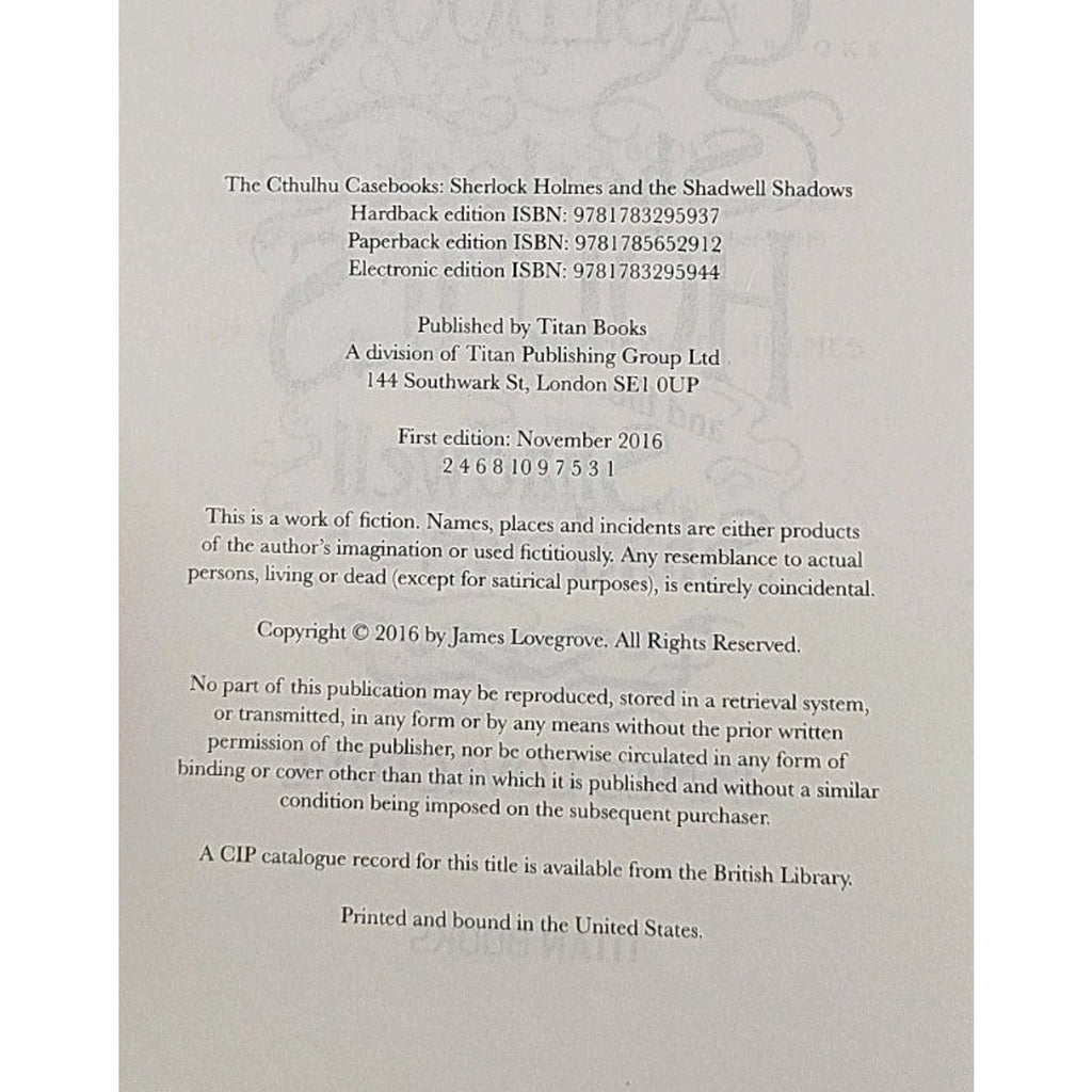Sherlock Holmes and the Shadwell Shadows : The First of the Cthulhu Casebooks by