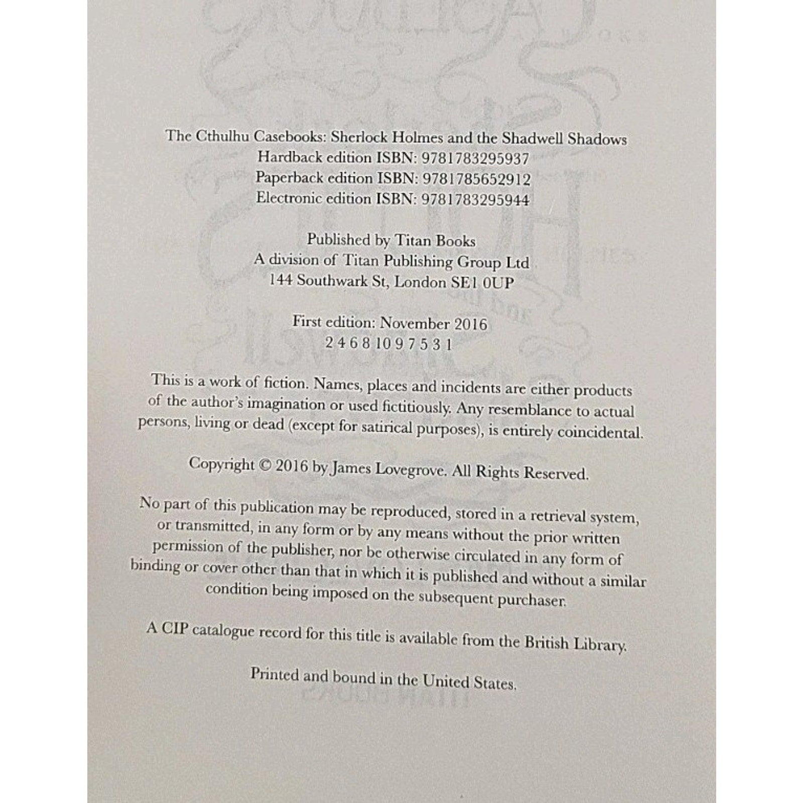 Sherlock Holmes and the Shadwell Shadows : The First of the Cthulhu Casebooks by
