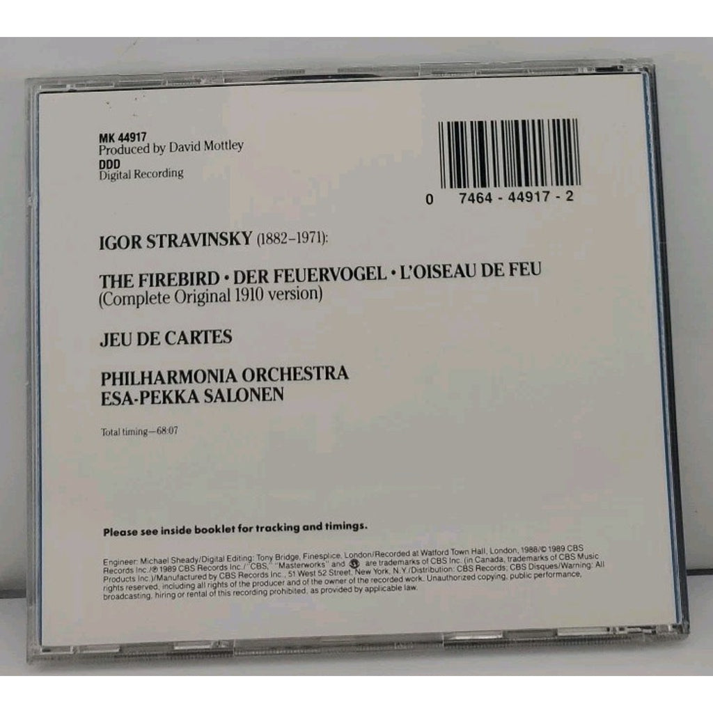Stravinsky: Firebird; Jeu de Cartes (CD, 1990, CBS Records) Classical Ballet