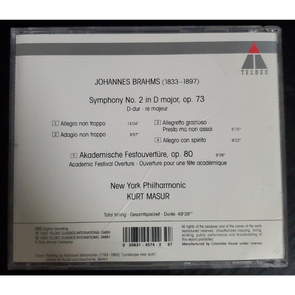 Brahms: Symphony No. 2 Academic Festival Overture New York Philharmonic;... [CD]