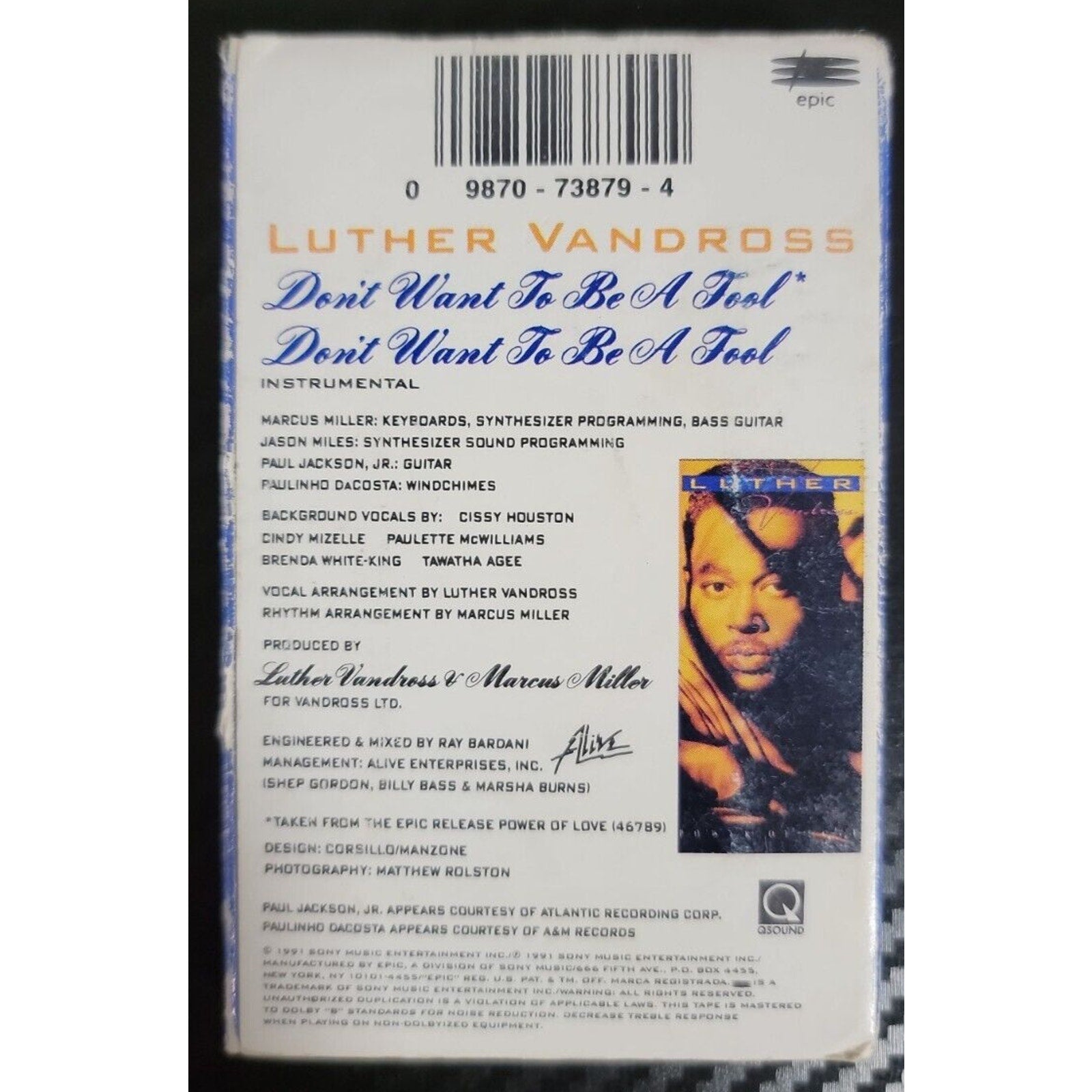 Don't Want to Be a Fool [Cassette Single] [Single] by Luther Vandross (Cassette,