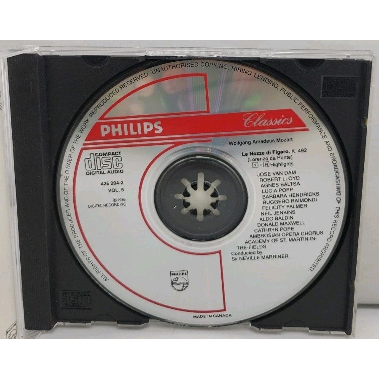 CD The Mozart Experience Volume 5 Le Nozze Di Figaro Highlights - C5