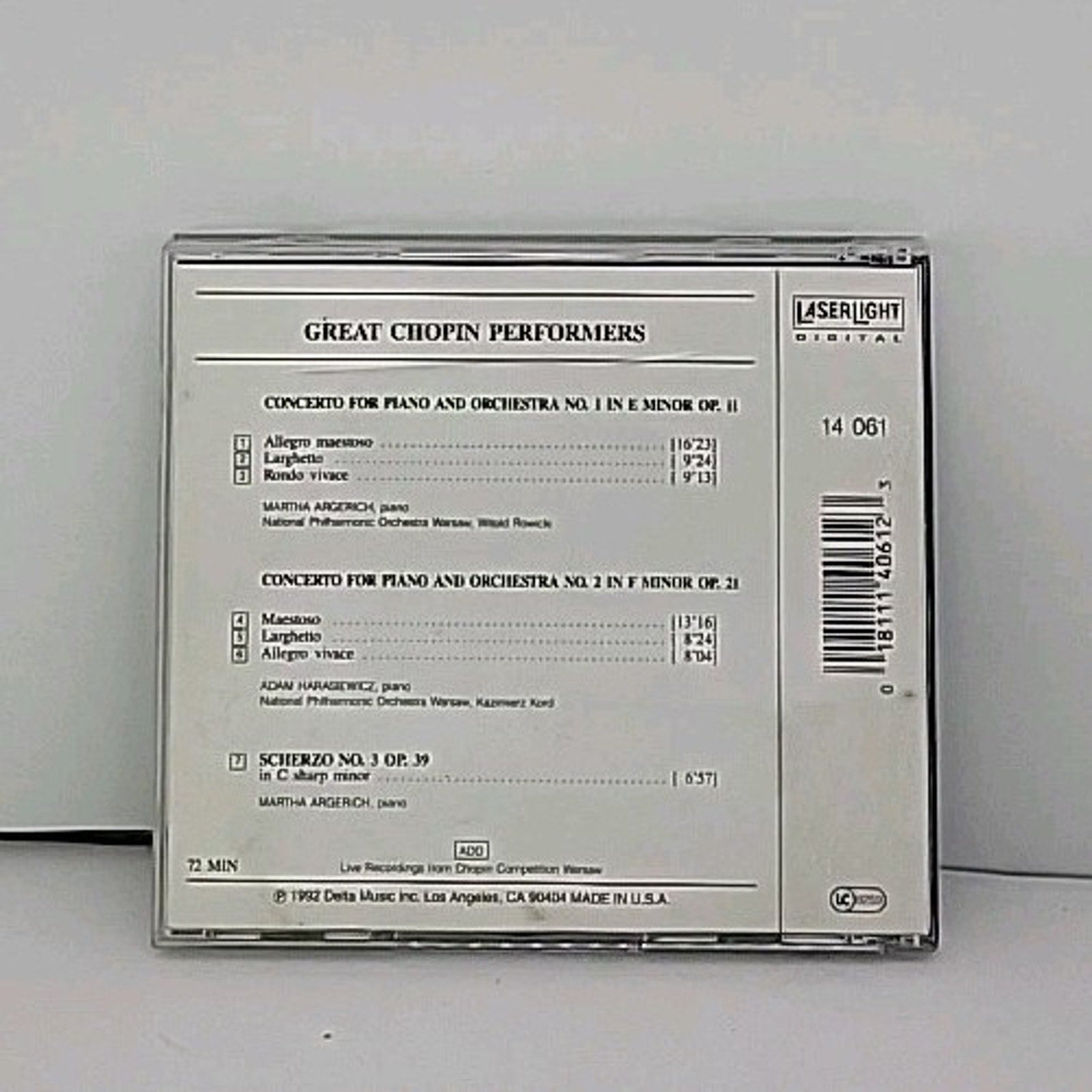 Great Chopin Performers - Piano Concerto 1 & 2 / Scherzo CD Martha Argerich