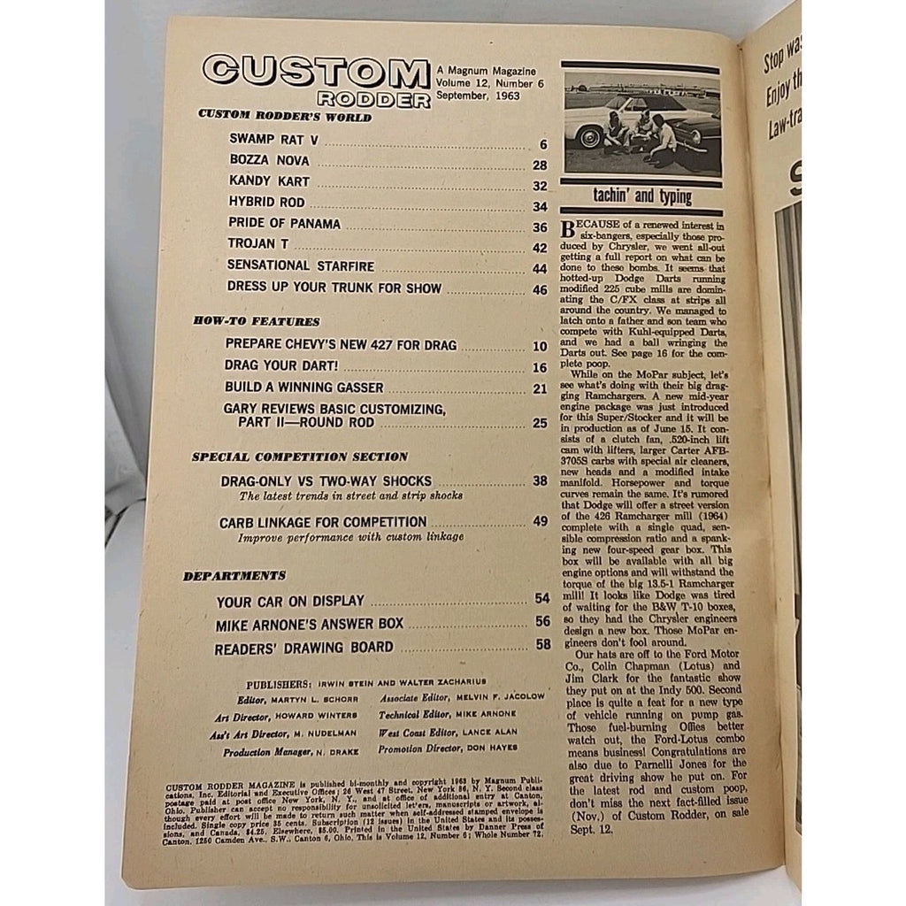 Custom Rodder Magazine - September 1963 - Volume 12 Number 6