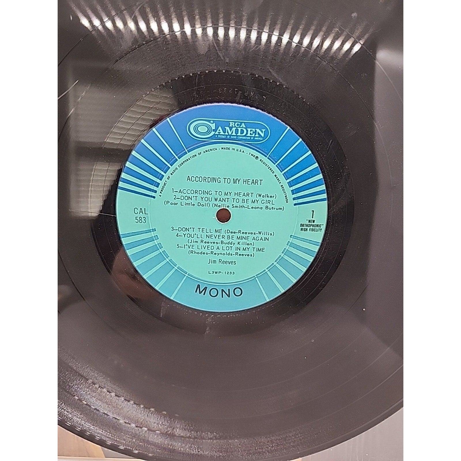 Jim Reeves According to My Heart (Record)