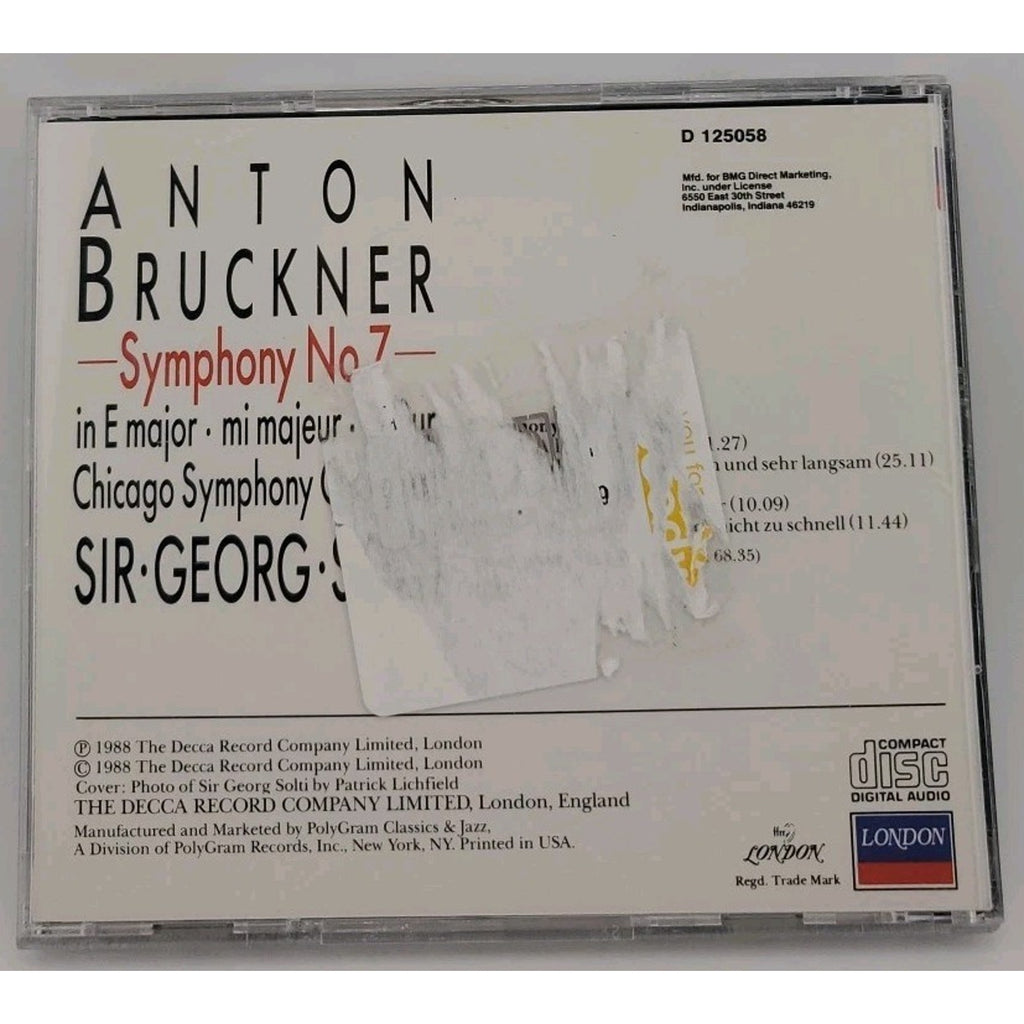Bruckner Symphony no 7 / Solti, Chicago Symphony Orchestra CD