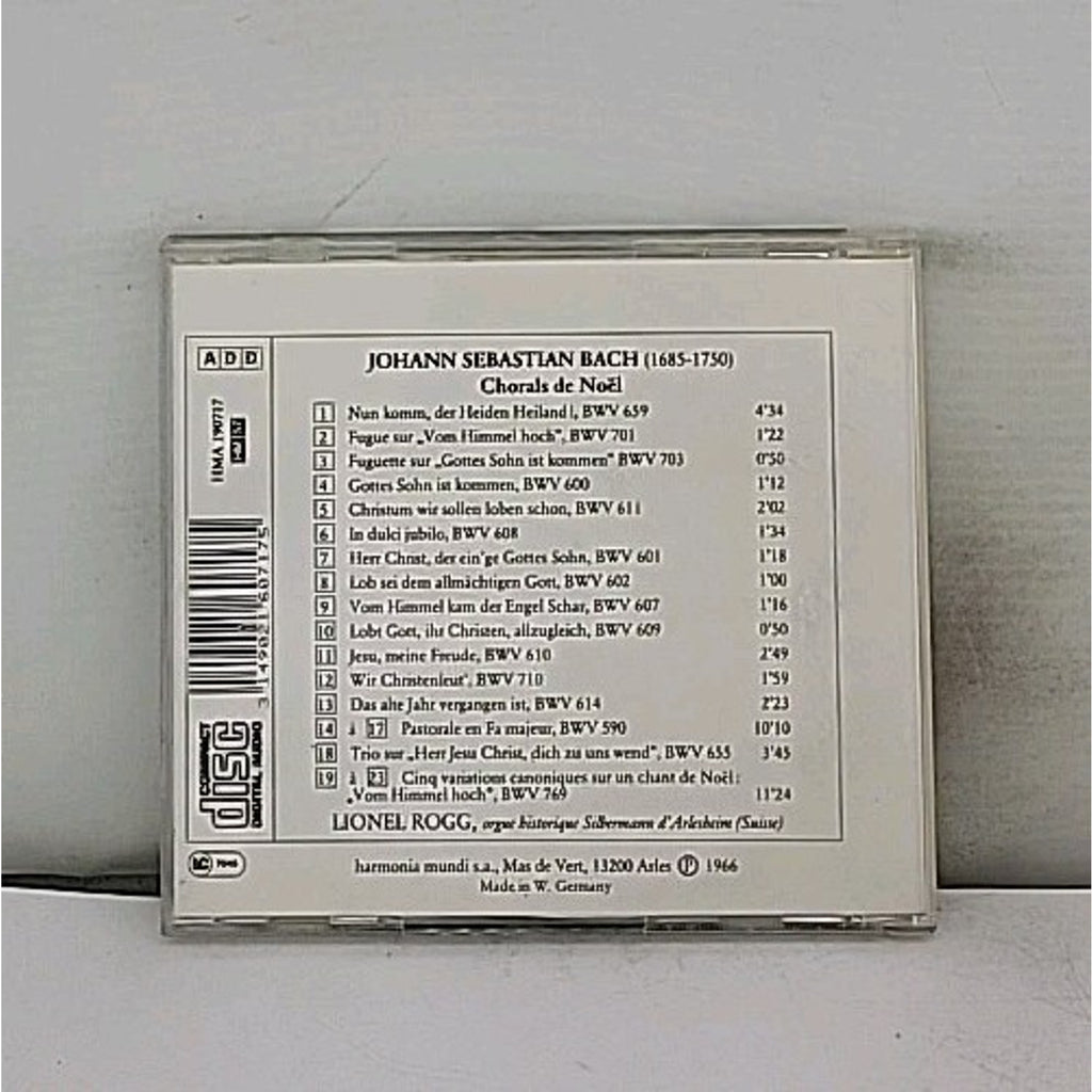 Johann Sebastian Bach Chorals De Noël Lionel Rogg Harmonia Mundi CD