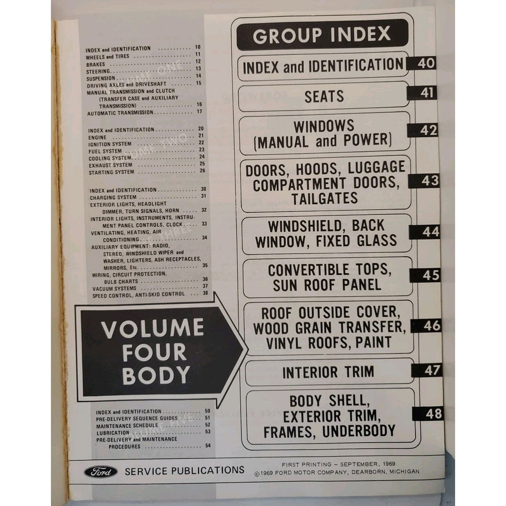 Ford 1970 Car Shop Manual: Volume Four Body
