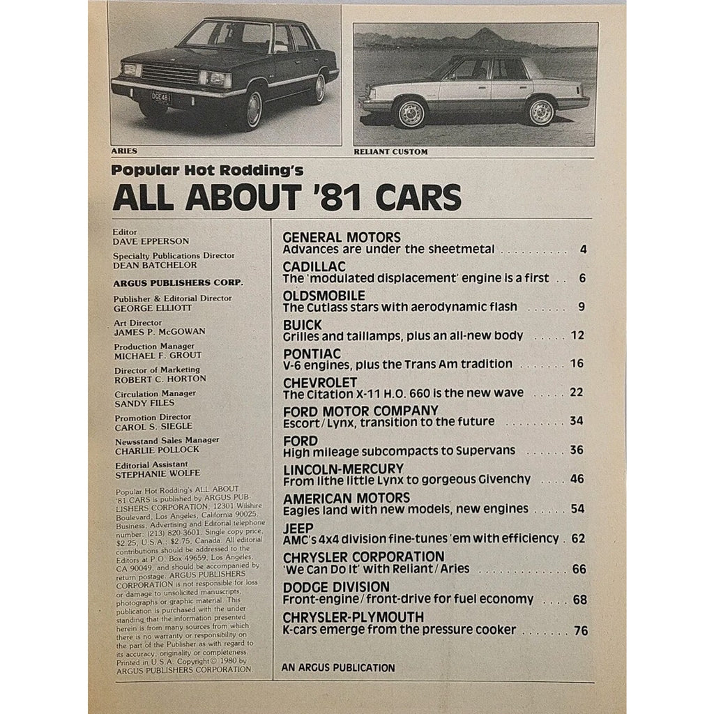 1980 Popular Hot Rodding's Magazine: All About The '81 Cars