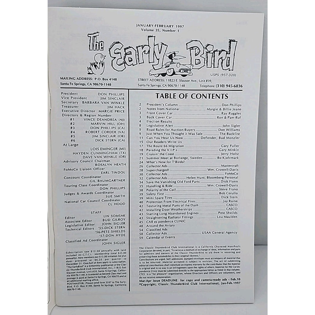 Early Bird Magazine Vanishing Old Ford Parts January/February 1997