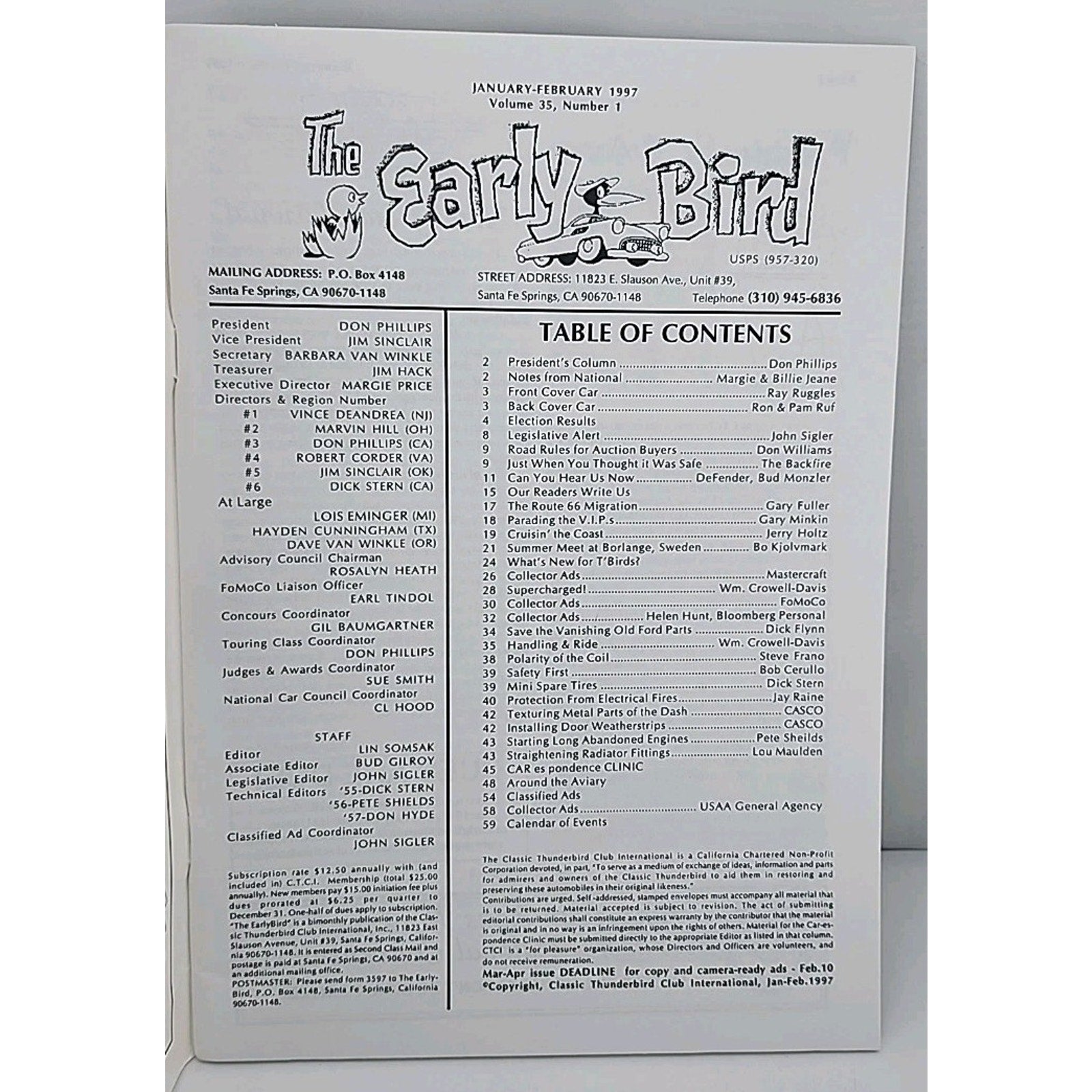 Early Bird Magazine Vanishing Old Ford Parts January/February 1997