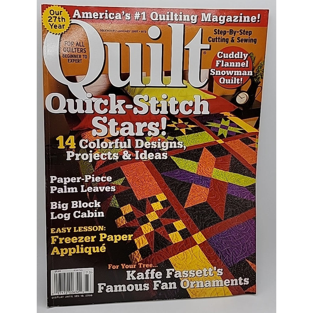 Quilt Magazine December January 2007 Quick Stitch Stars 14 Designs Hobbies Craft