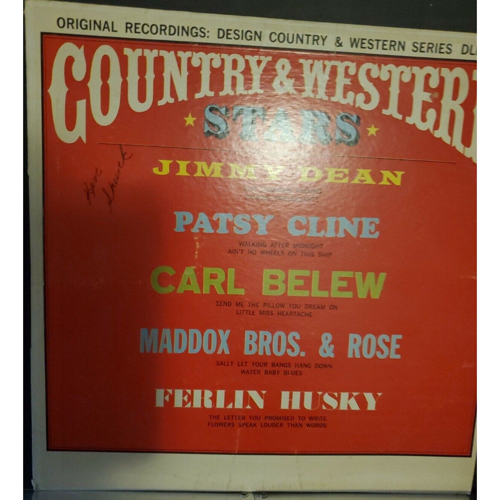 Country & Western Stars 1962 LP Vintage Vinyl Jimmy Dean Patsy Cline Record