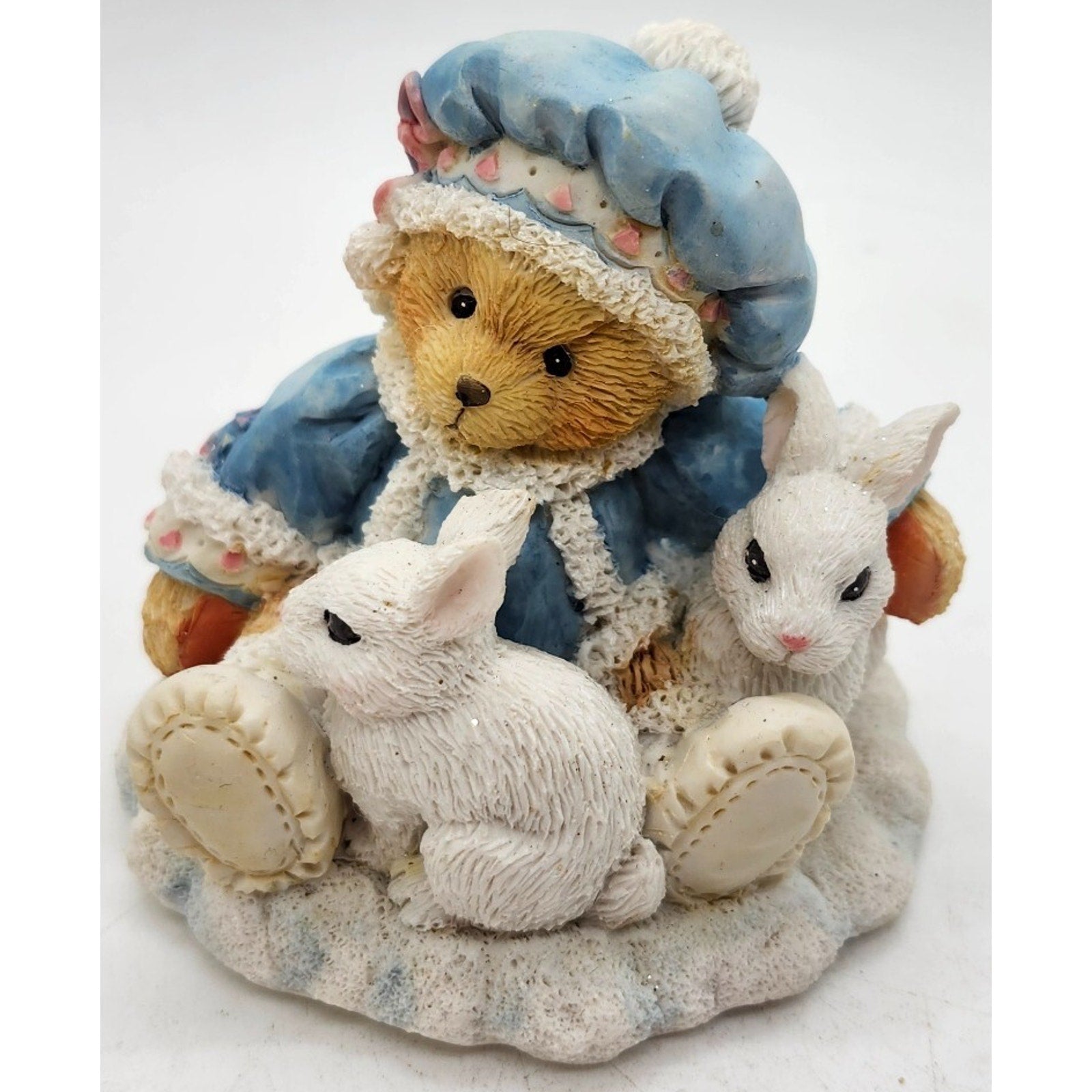 1994 Cherished Teddies 622818 Sonja Holiday Cuddles w/ Rabbits Bear Figurine