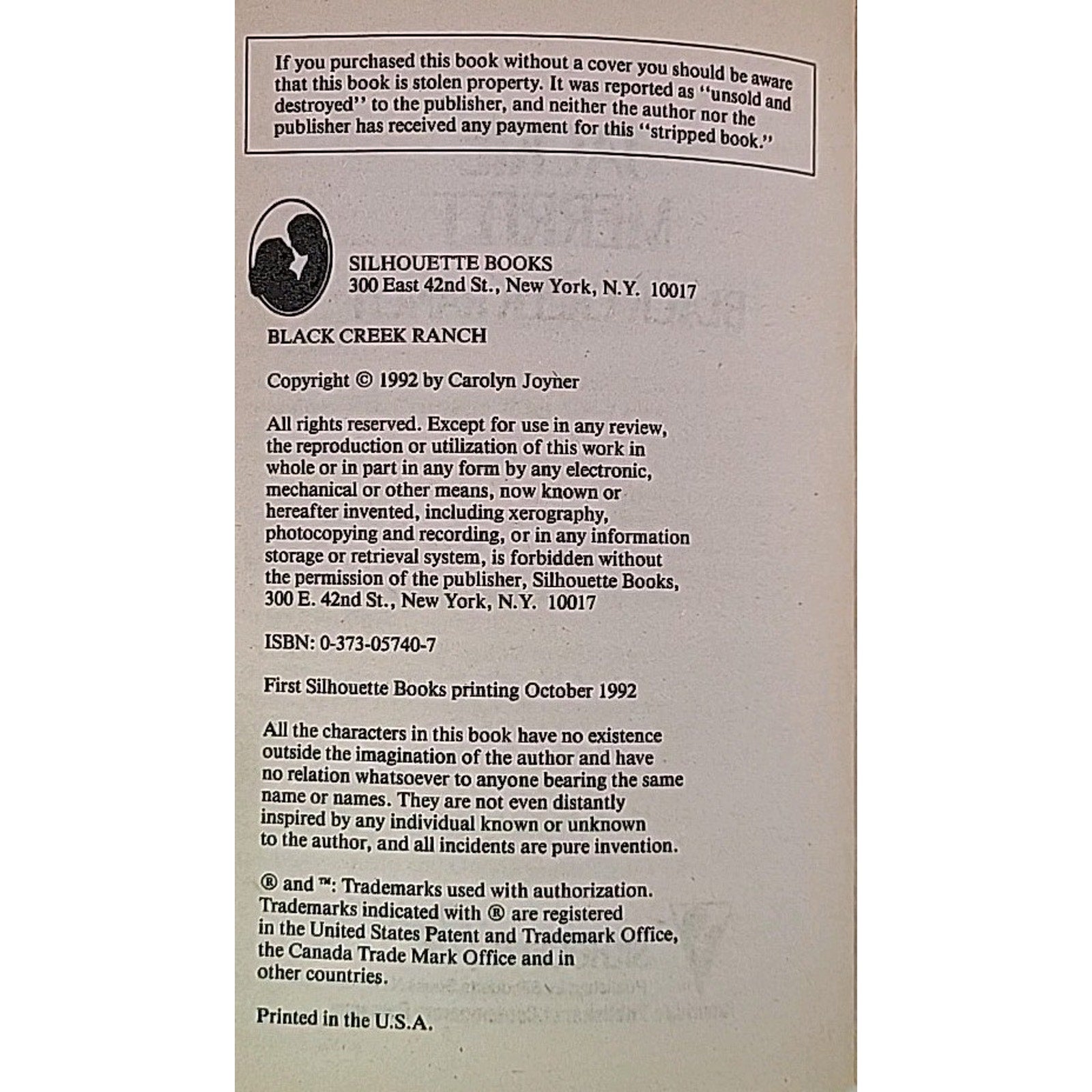 Black Creek Ranch by Jackie Merritt (1992, Mass Market)