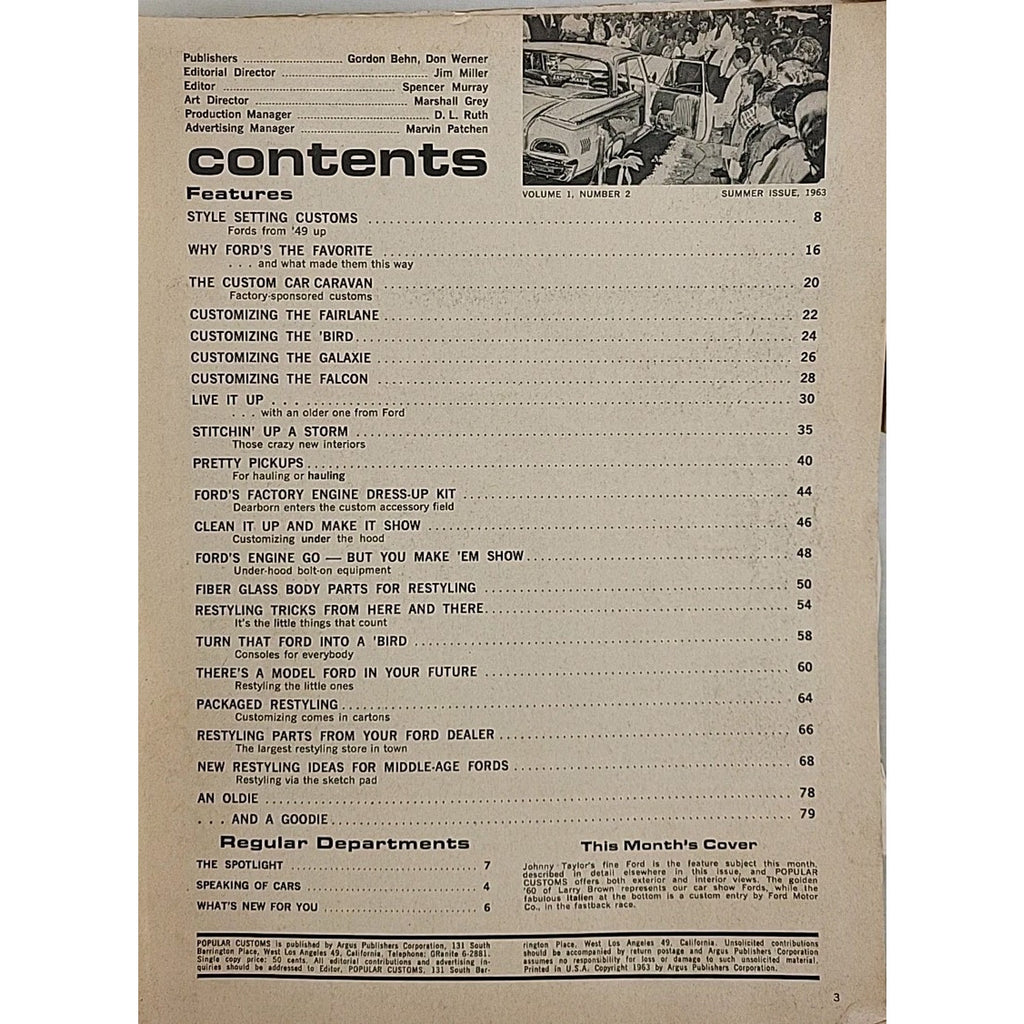 Popular Customs Magazine Summer Issue 1963