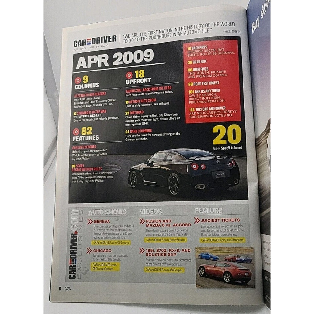 Car And Driver Magazine - April 2009 - Vol. 54 No. 10