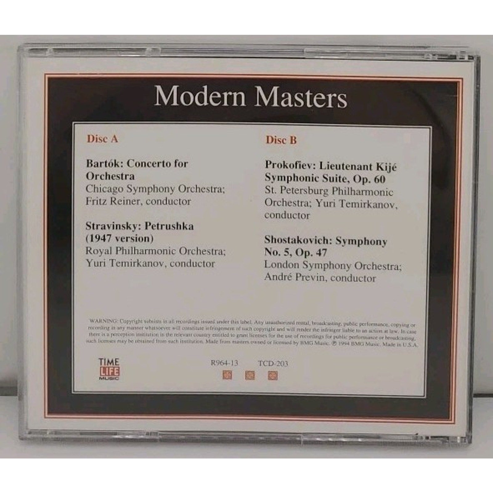 Modern Masters (CD, 1994, 2 Discs, Time Life Music) Classical Favorites