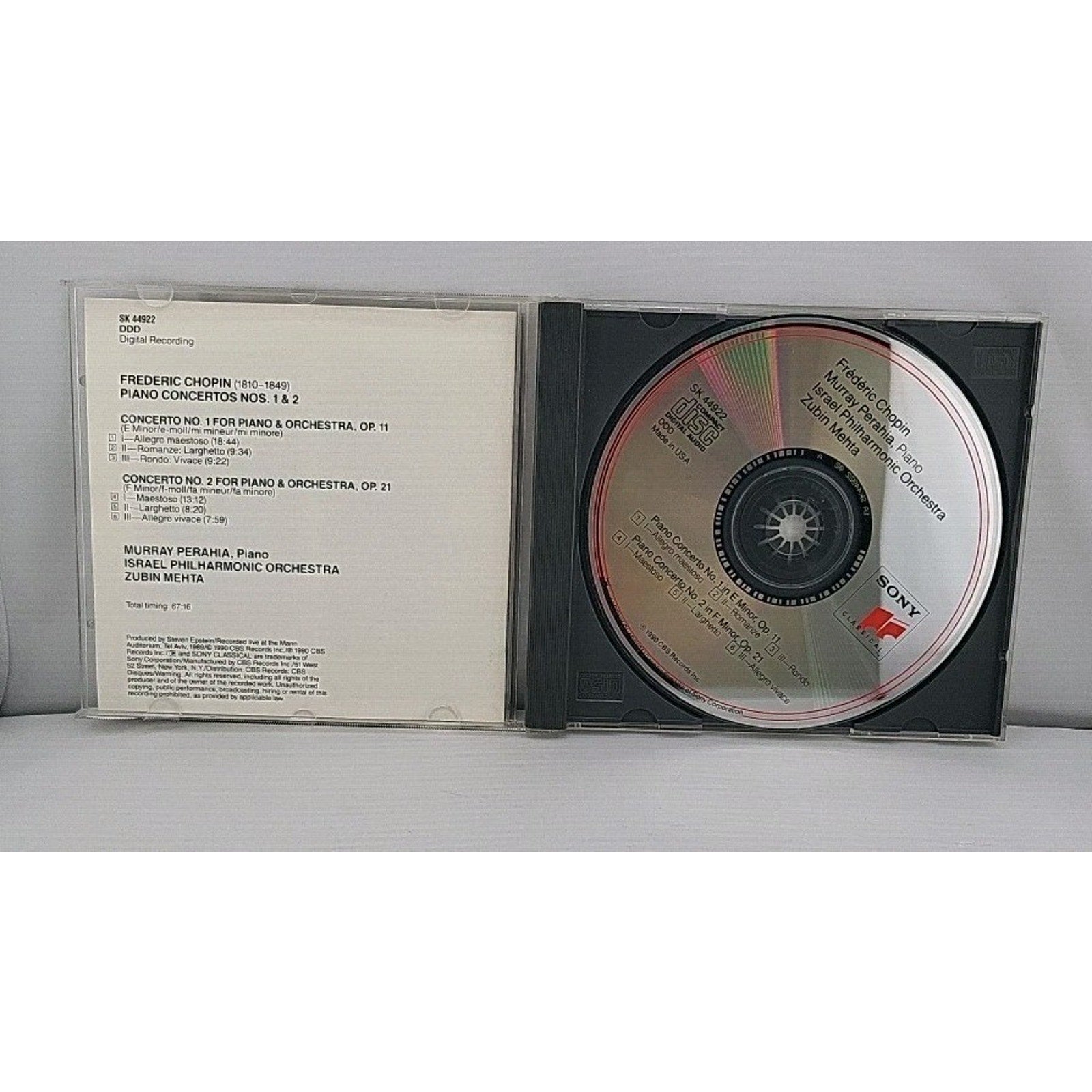 Piano Concerti 1 & 2 by Murray Perahia (CD, 1990)
