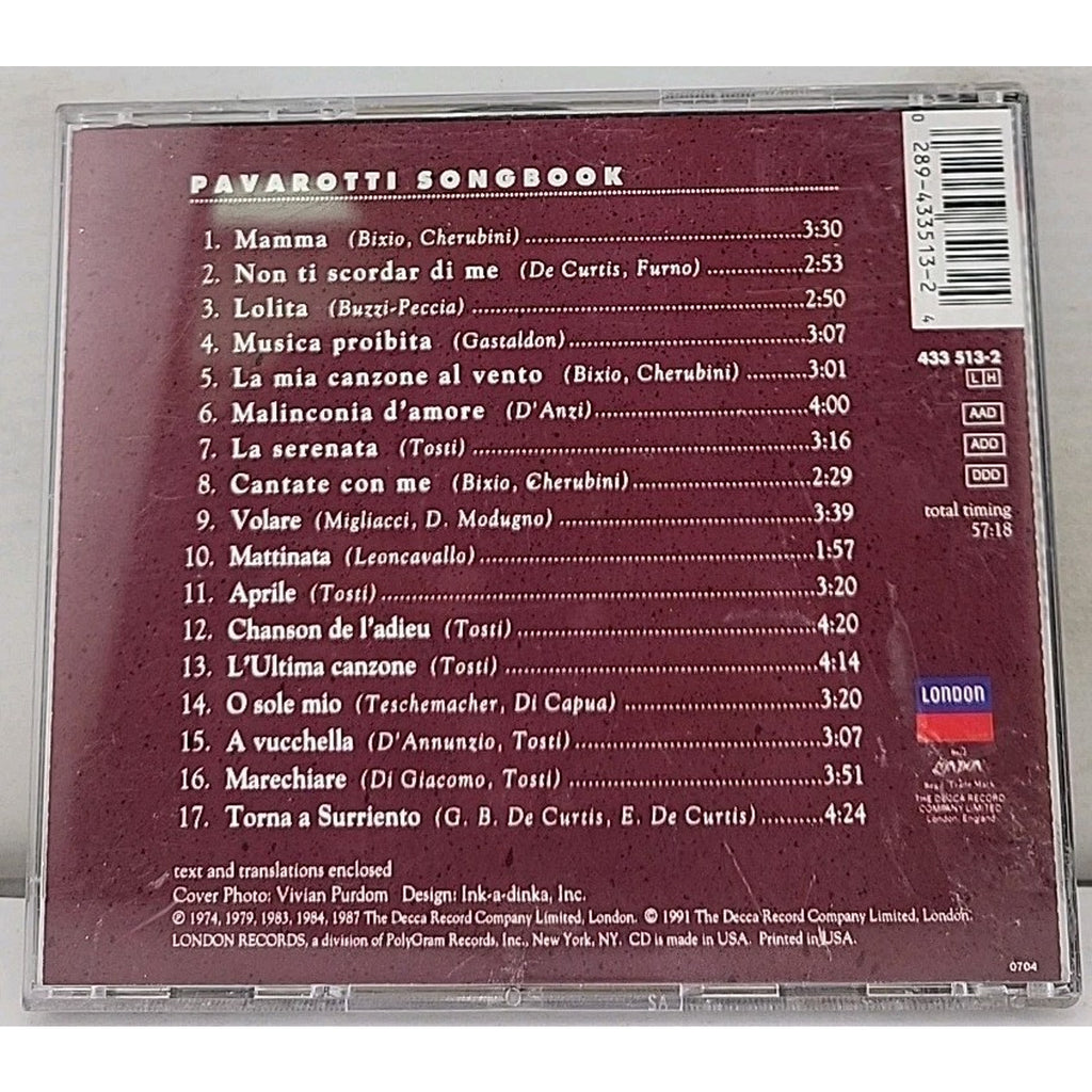 Pavarotti Songbook by Luciano Pavarotti (CD, 1991)