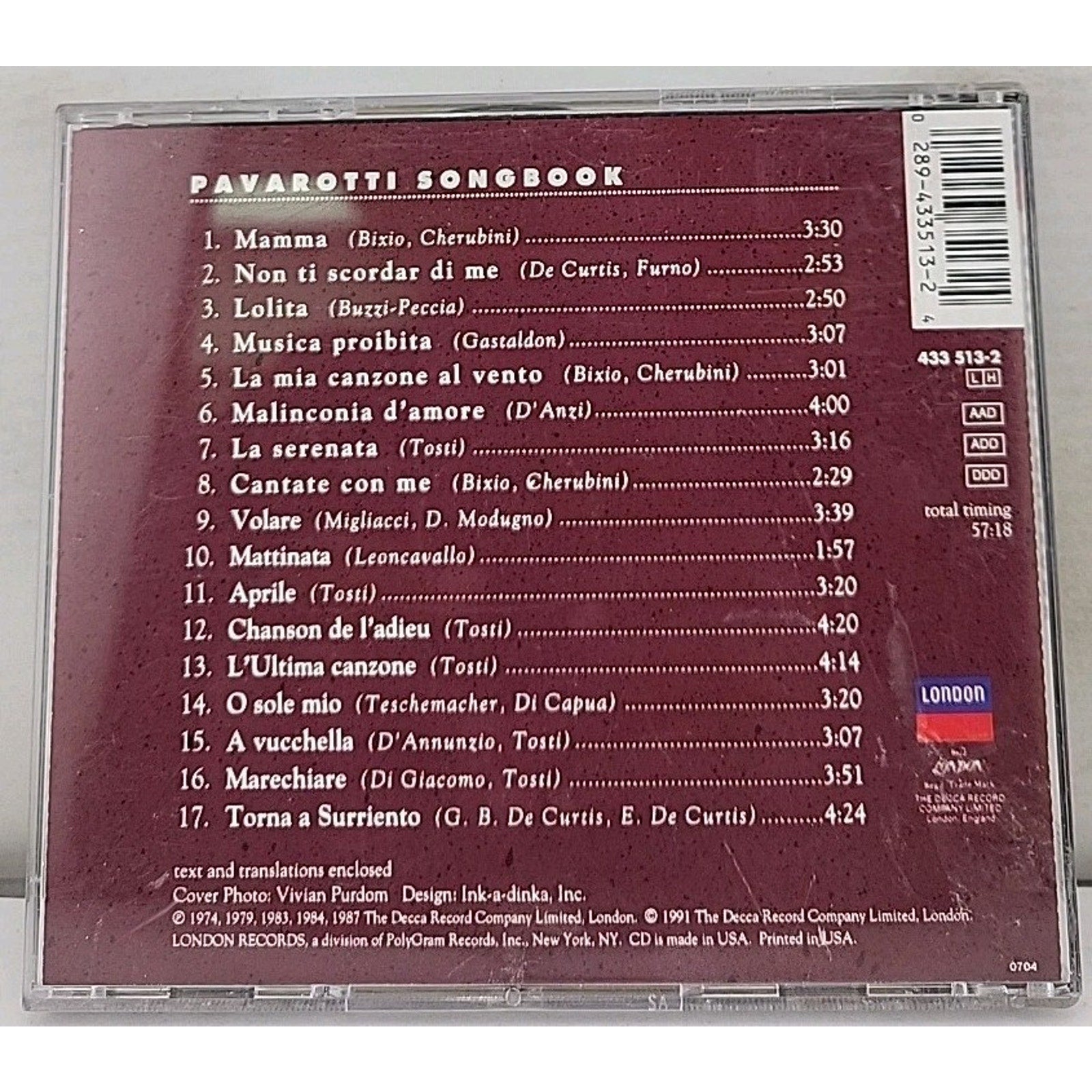 Pavarotti Songbook by Luciano Pavarotti (CD, 1991)