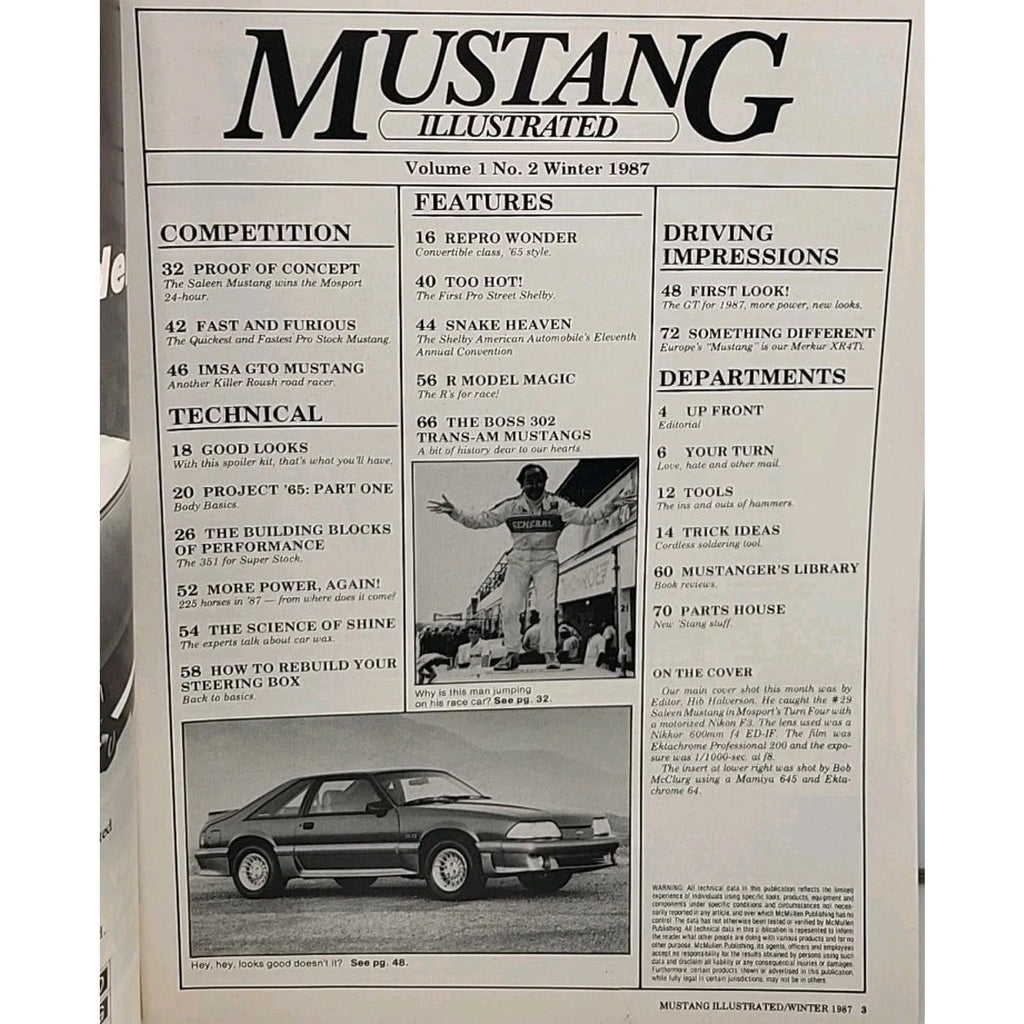 Mustang Illustrated Magazine Volume 1 No. 2 Winter 1987