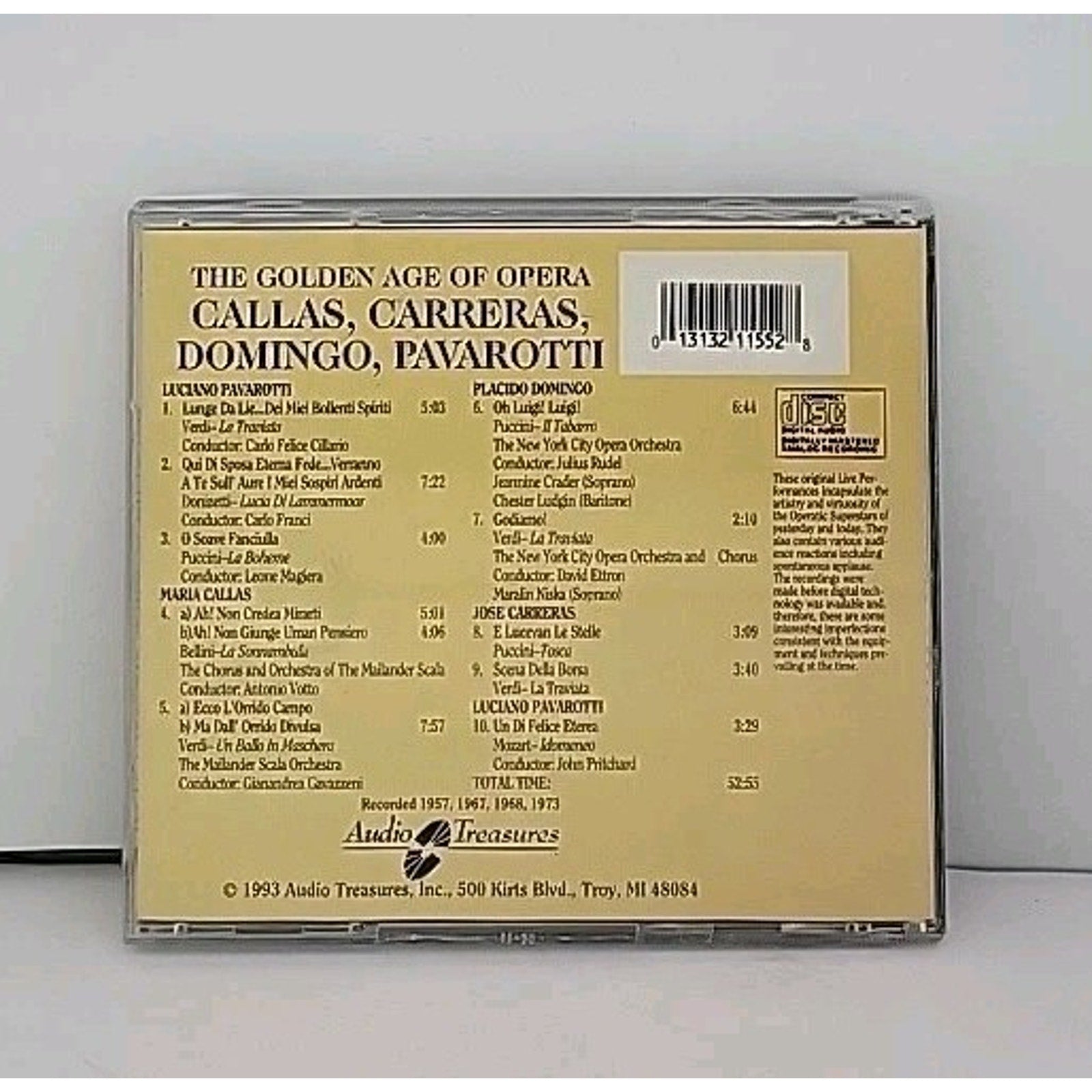 The Golden Age of Opera Callas Carreras Domingo Pavarotti CD Album