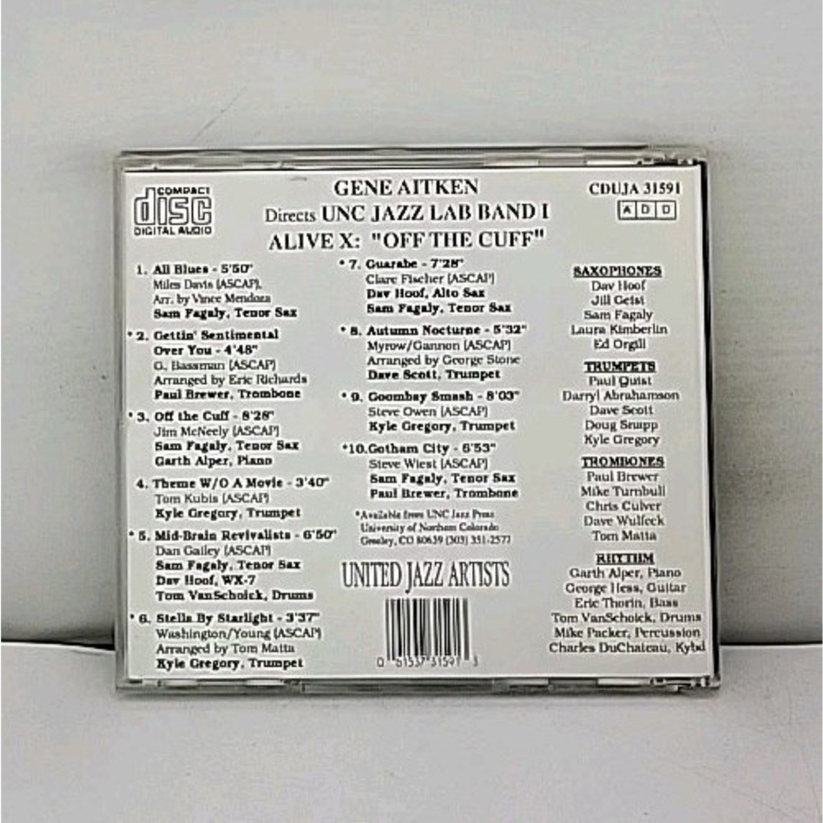 Gene Aitken Directs UNC Jazz Lab Band I CD