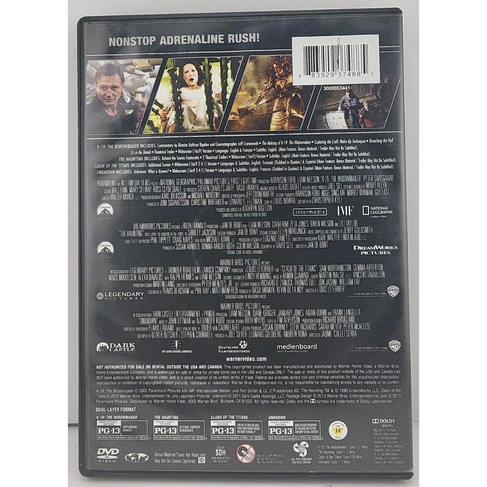 4 Film Favorites Liam Neeson K19 The Widowmaker, Haunting, Clash/Titans, Unknown