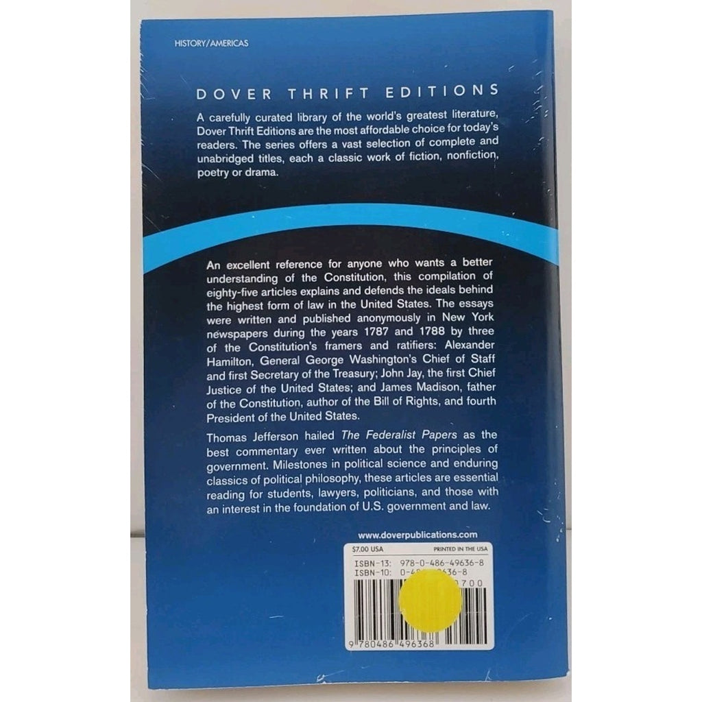 Dover Thrift Ed: The Federalist Papers by James Madison (PB)