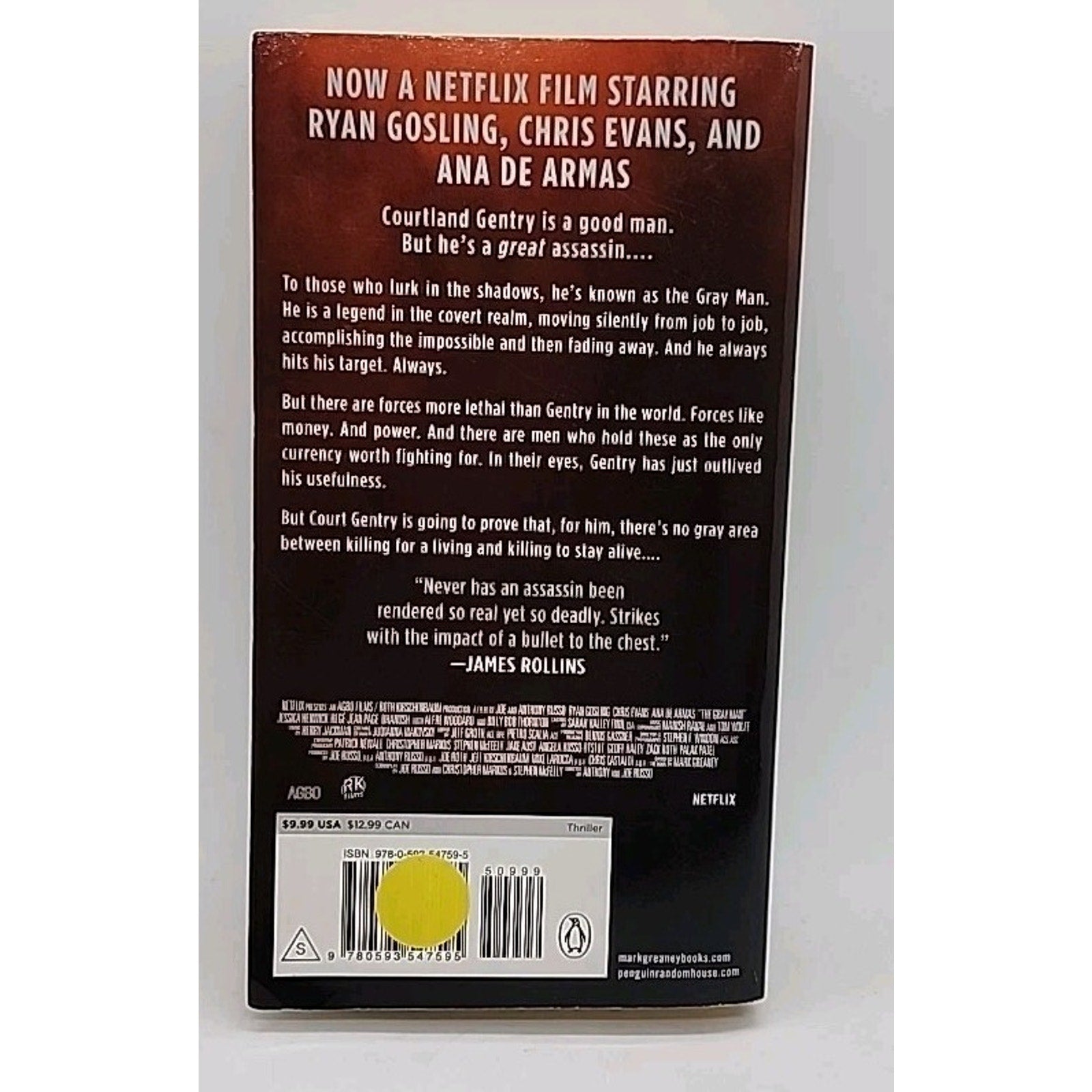 Gray Man (Netflix Movie Tie-In) by Mark Greaney (2022, Us-Tall Rack Paperback)