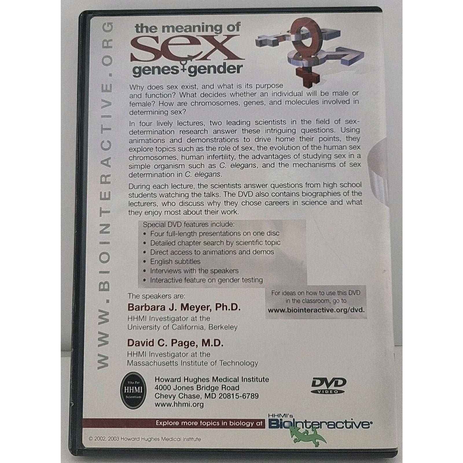 The Meaning of Sex Genes Gender: Sex Determination (DVD, 2003)