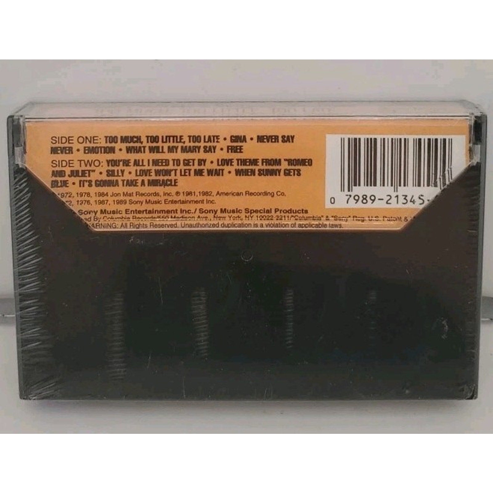 Too Much, Too Little, Too Late by Johnny Mathis (Cassette) *Brand New*