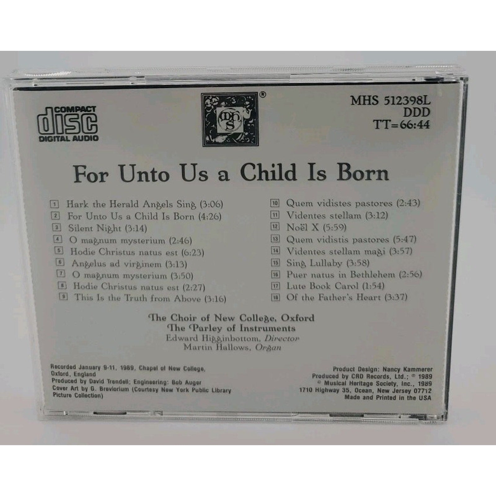For Unto Us A Child Is Born New College Oxford Choir (CD)