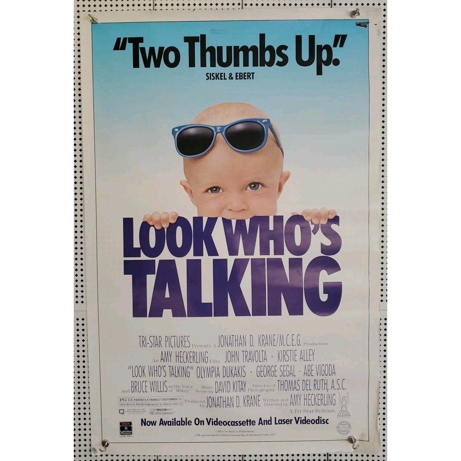 Look Who's Talking Movie Poster John Travolta Kirstie Alley Original Video Store