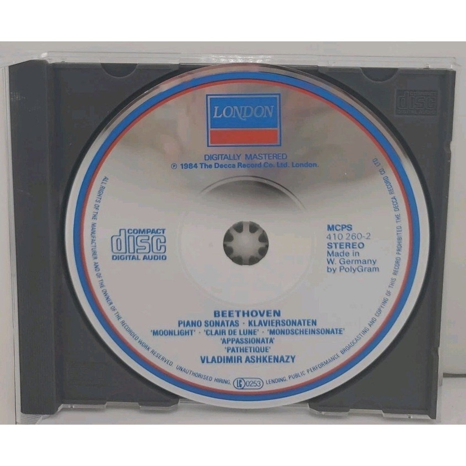 Piano Sonatas 8 Pathetique 14 Moonlight by Vladimir Ashkenazy (CD, 1990)