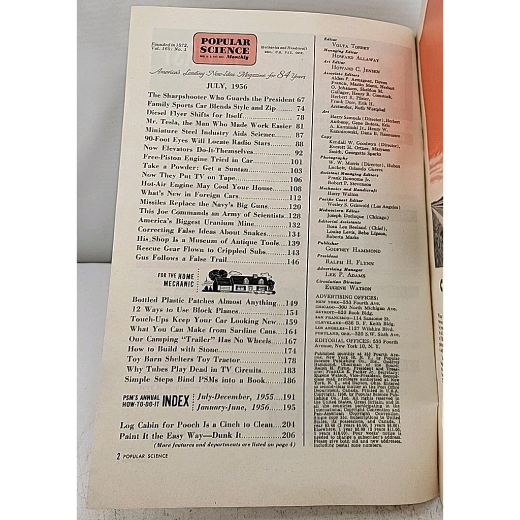 Popular Science Monthly - Mechanics-Autos-Home Improvement - July 1956 - Vol.169